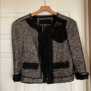 Chic Black and White Tweed Jacket